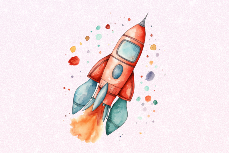 spaceship-watercolor-clipart