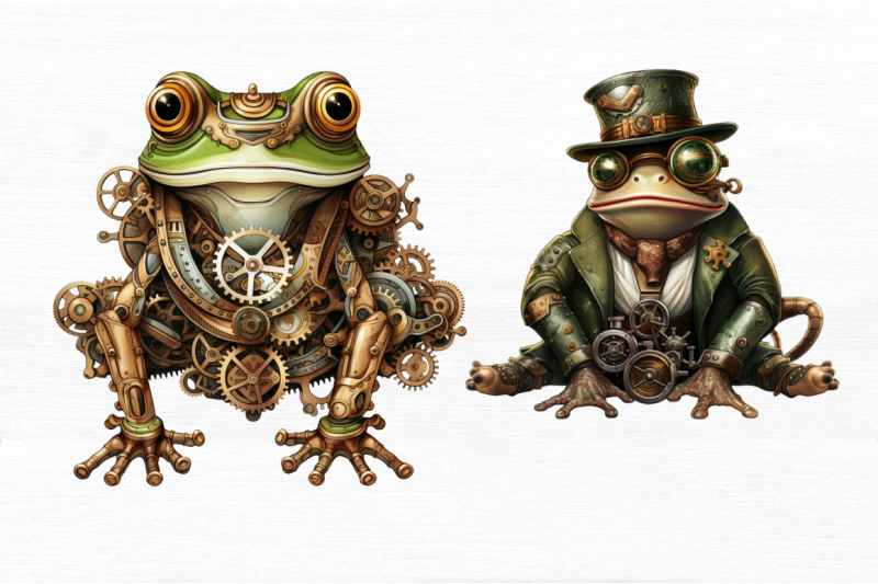 steampunk-frog-sublimation-clipart-bundle