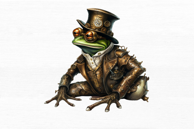 steampunk-frog-sublimation-clipart-bundle