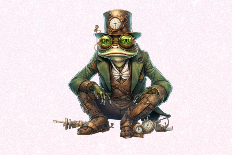 steampunk-frog-sublimation-clipart-bundle