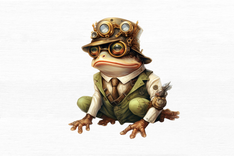 steampunk-frog-sublimation-clipart-bundle