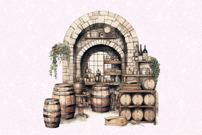 vintage-wine-cellar-sublimation-clipart-bundle