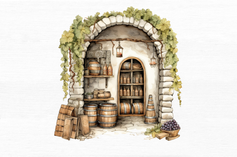 vintage-wine-cellar-sublimation-clipart-bundle