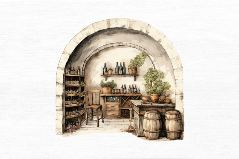 vintage-wine-cellar-sublimation-clipart-bundle