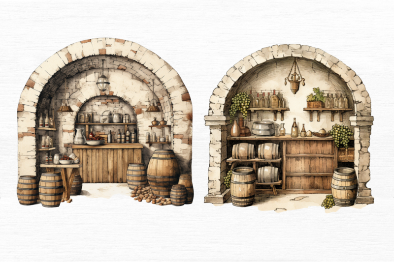 vintage-wine-cellar-sublimation-clipart-bundle