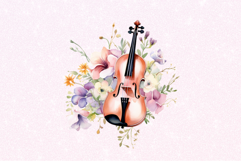 violin-and-flowers-watercolor-bundle