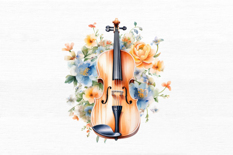 violin-and-flowers-watercolor-bundle