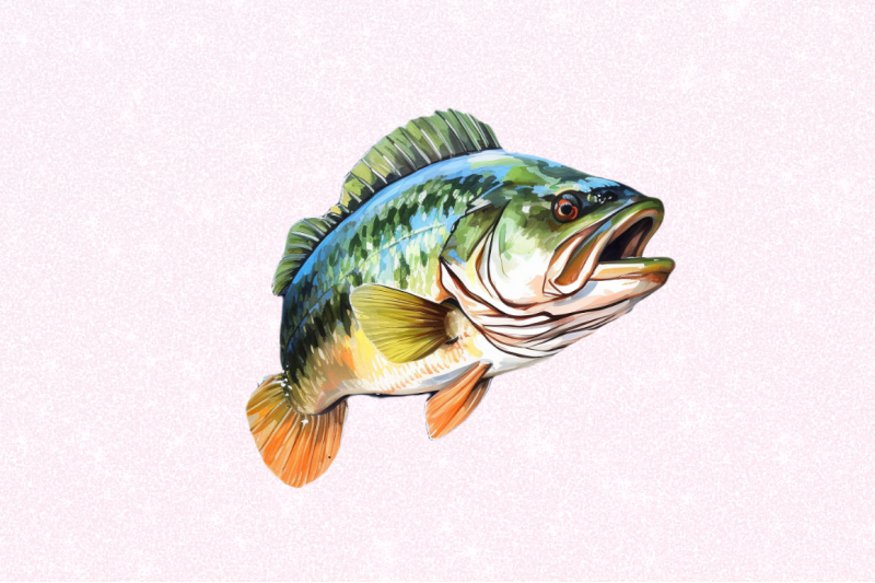 bass-fishing-watercolor-art-clipart-bundle