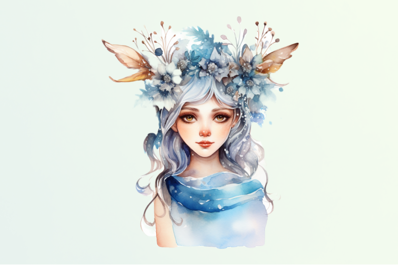 winter-fairy-watercolor-clipart-bundle