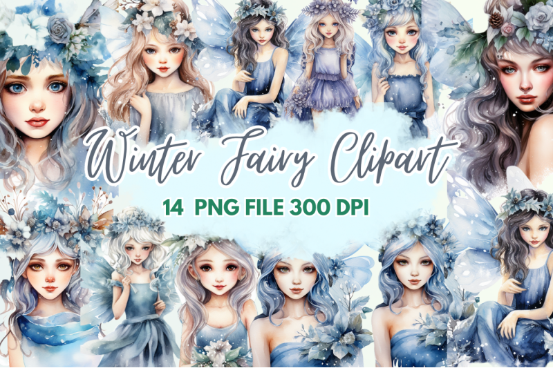 winter-fairy-watercolor-clipart-bundle