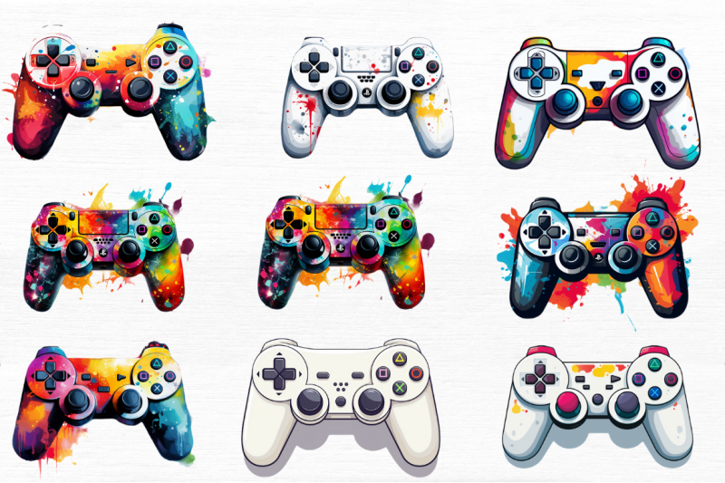 playing-games-controller-clipart-bundle