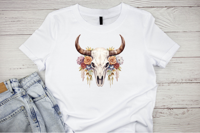 western-cow-skull-watercolor-bundle