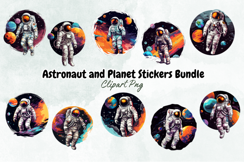 astronaut-and-planet-stickers-bundle