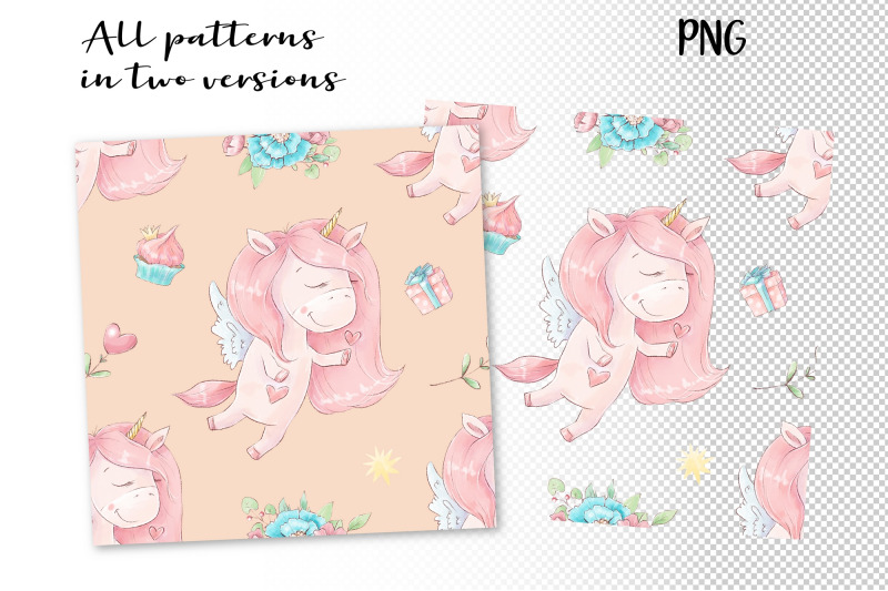 cute-unicorns-set-of-seamless-patterns-digital-paper