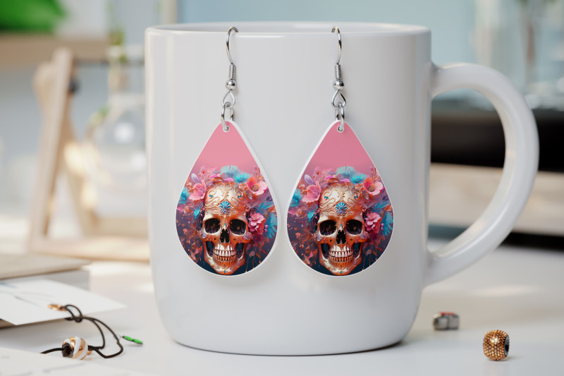 boho-skull-earrings-sublimation-gothic-earring-template