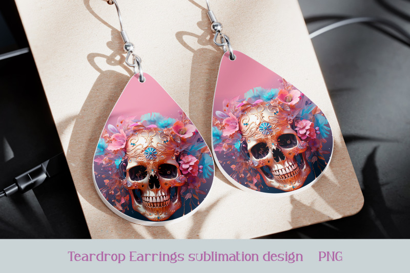 boho-skull-earrings-sublimation-gothic-earring-template