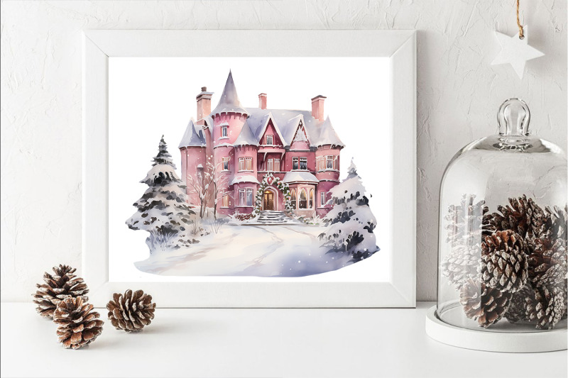 winter-wonderland-pink-castle-and-tree-clipart