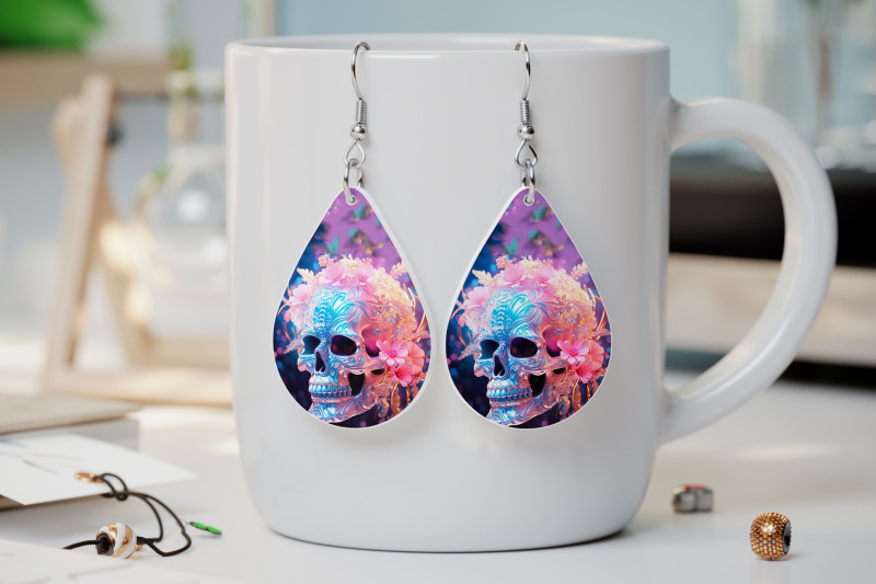 boho-skull-earrings-sublimation-gothic-earring-template