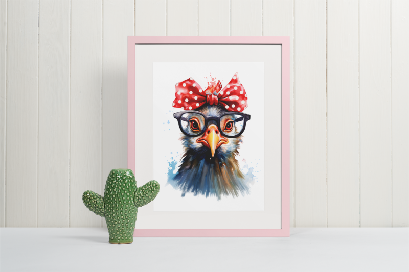 funny-chicken-with-red-bow-and-glasses-png-sublimation-design
