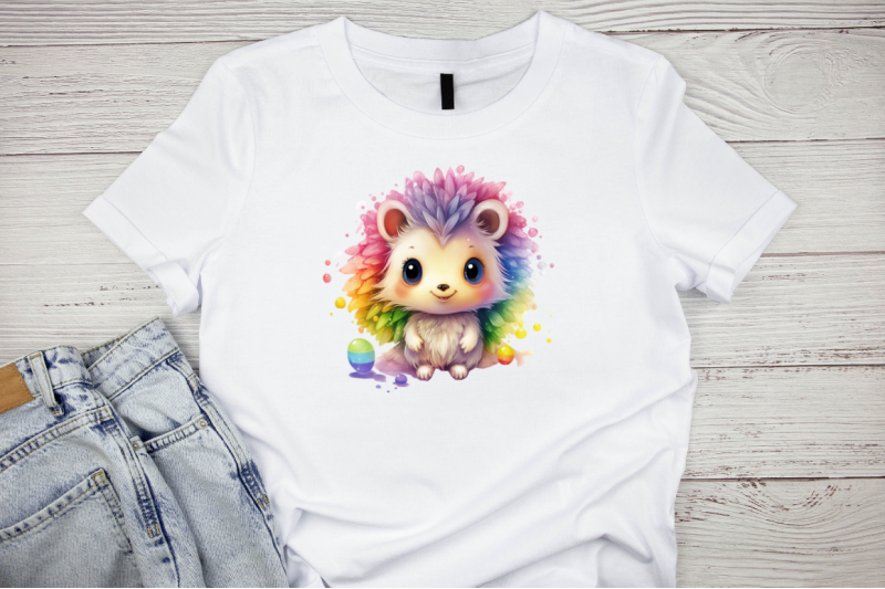 rainbow-cute-fairy-hedgehog-sublimation-clipart