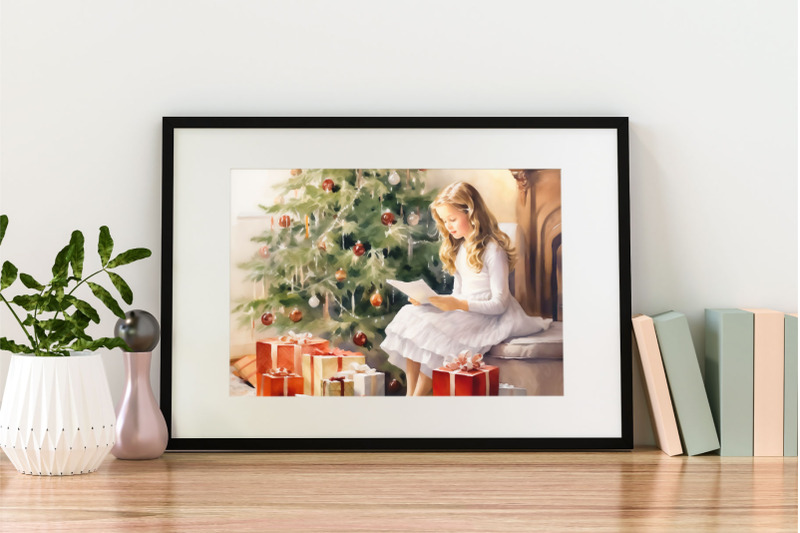 watercolor-girl-with-christmas-gifts