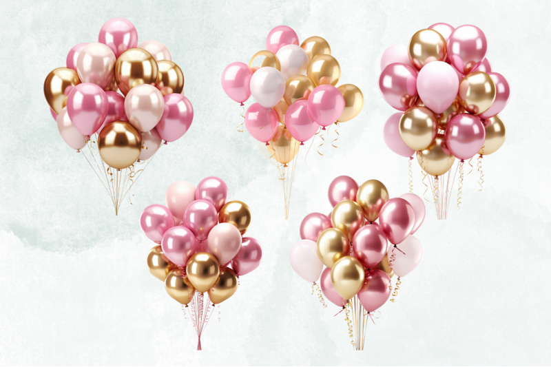 gold-chrome-and-pink-balloons-clipart