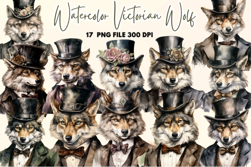 victorian-wolf-watercolor-clipart