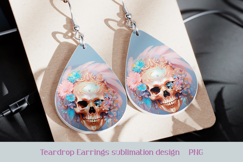 boho-skull-earrings-sublimation-gothic-earring-template