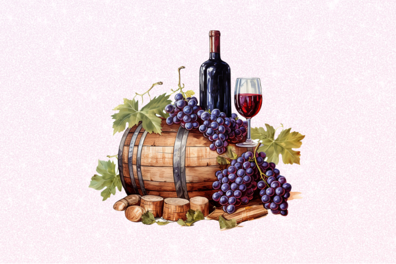 vintage-grape-wine-bottle-and-barrel