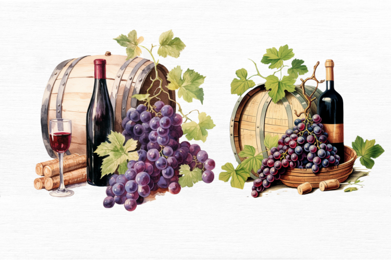 vintage-grape-wine-bottle-and-barrel