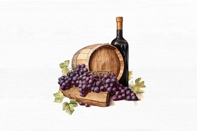 vintage-grape-wine-bottle-and-barrel