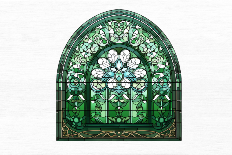 emerald-stained-glass-arched-window-clipart