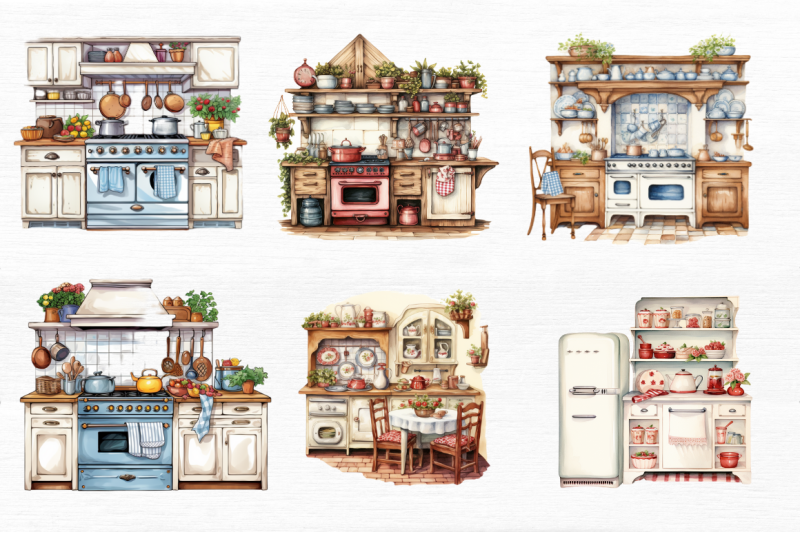 cottage-kitchen-collection-single-clipart