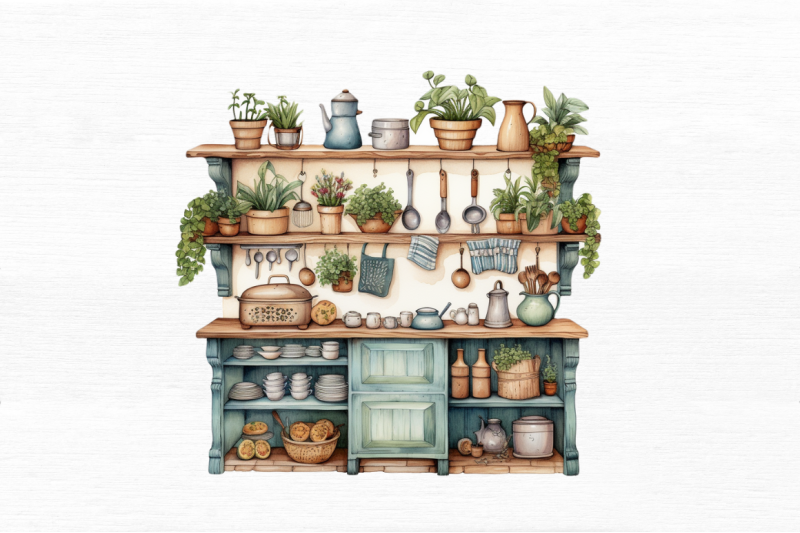 cottage-kitchen-collection-single-clipart