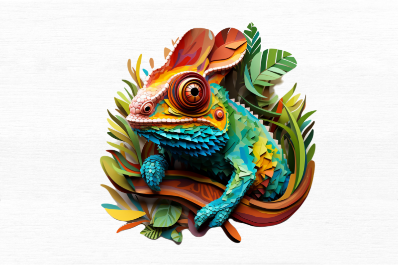 chameleon-layered-paper-art-clipart