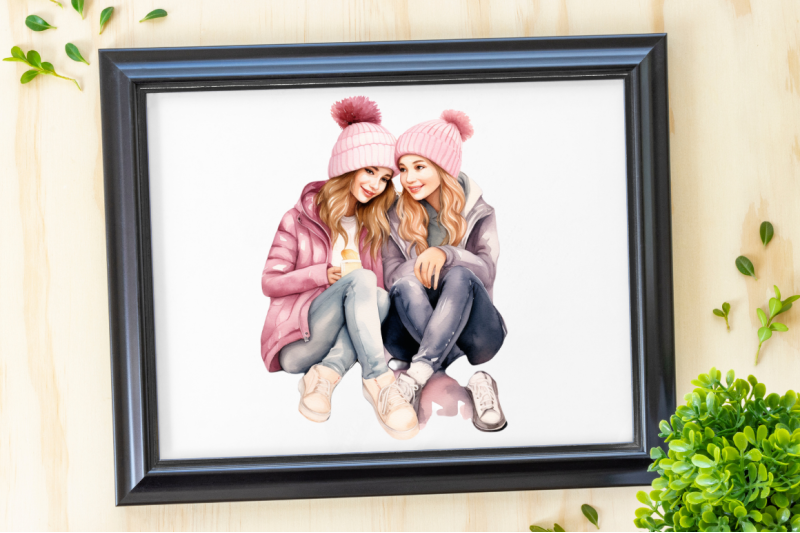 best-friends-couple-watercolor-clipart