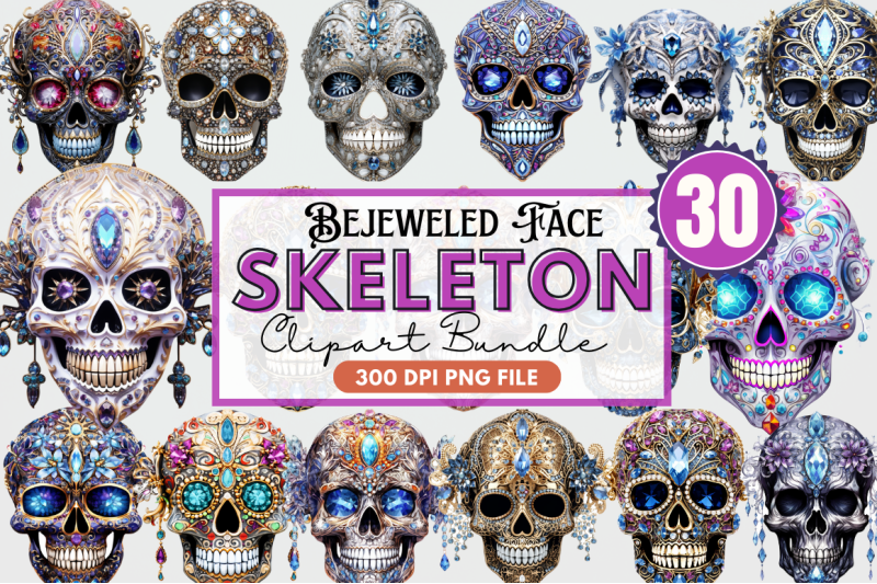 bejeweled-face-skeleton-clipart