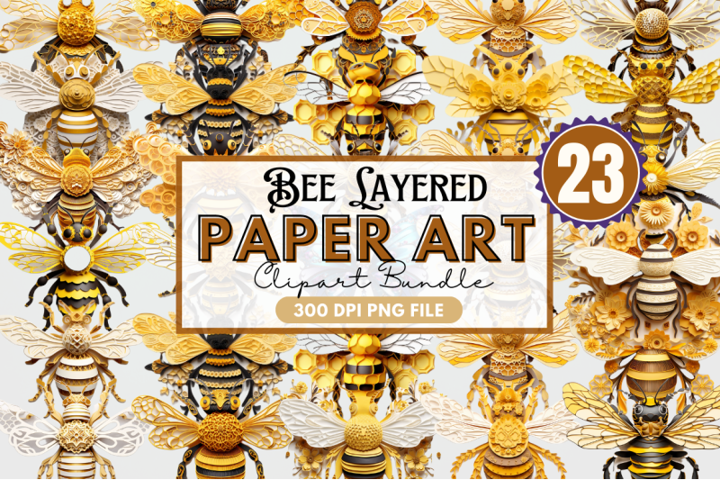 bee-layered-paper-art-clipart