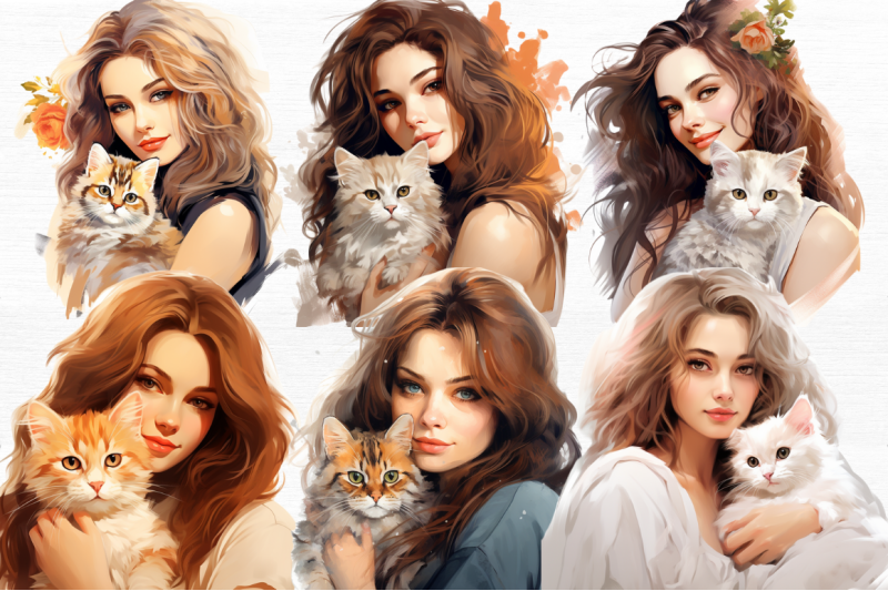 beautiful-girl-with-her-cat-clipart