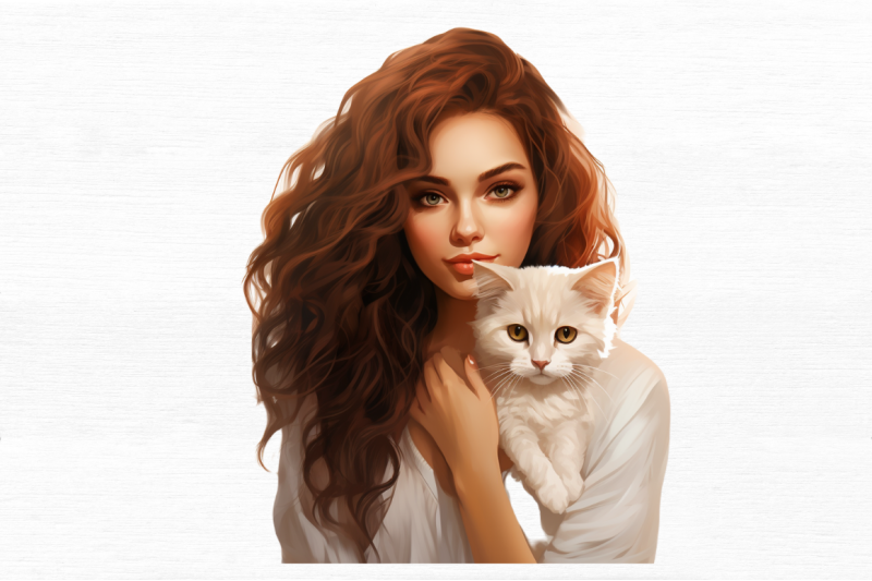 beautiful-girl-with-her-cat-clipart