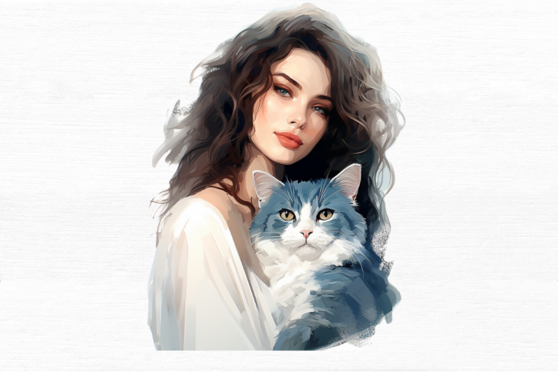 beautiful-girl-with-her-cat-clipart