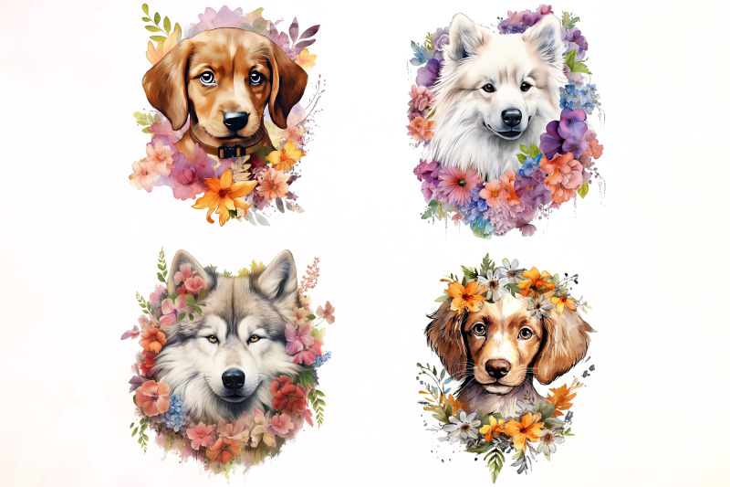 floral-dog-watercolor-sublimation-bundle