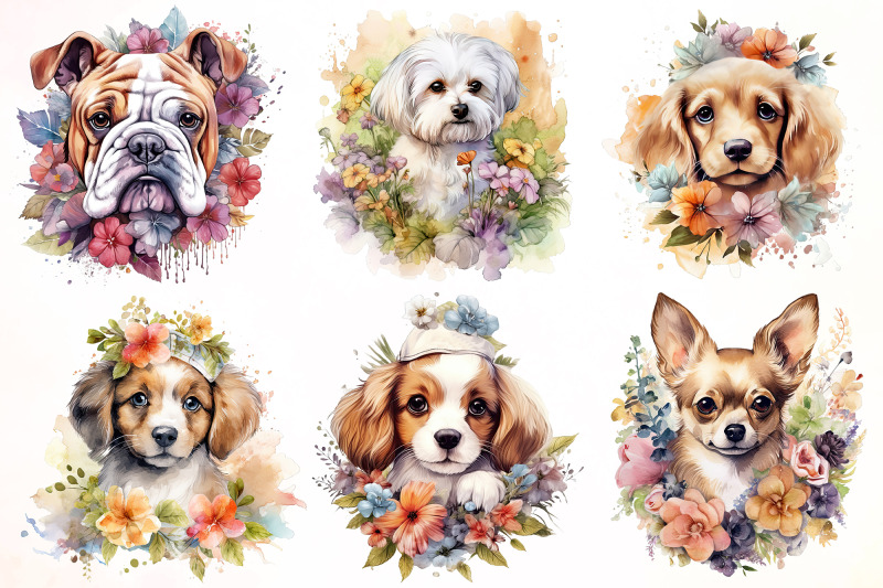 floral-dog-watercolor-sublimation-bundle