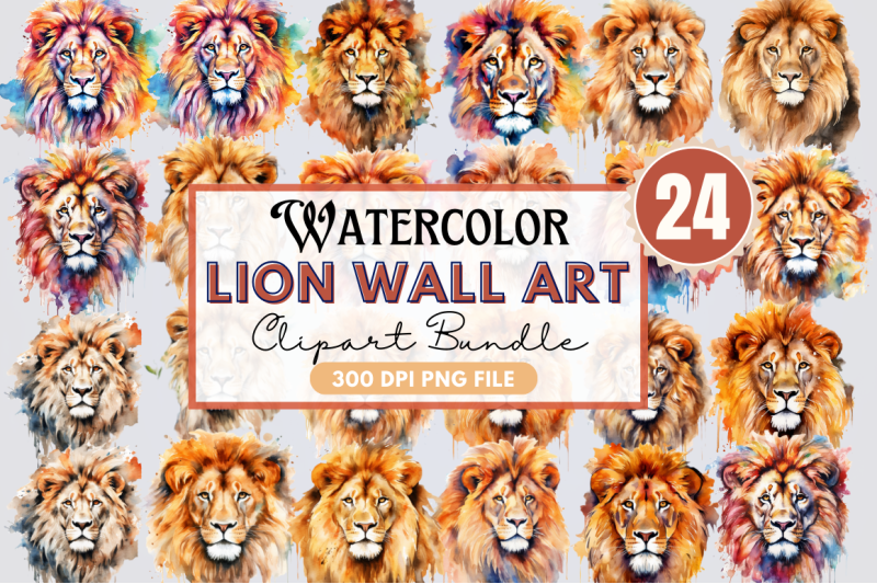 lion-wall-art-watercolor-clipart