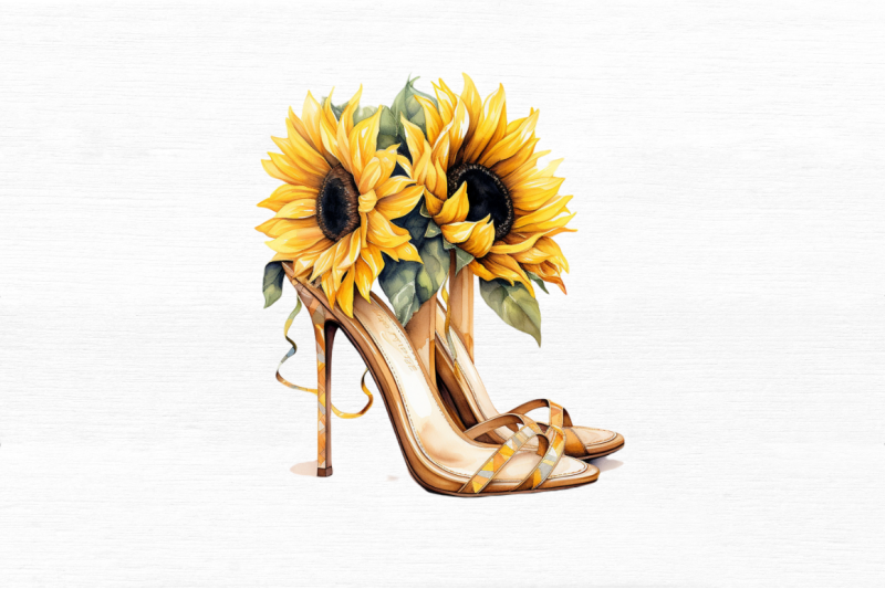 sunflower-high-heel-watercolor-clipart