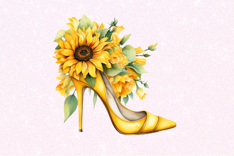 sunflower-high-heel-watercolor-clipart