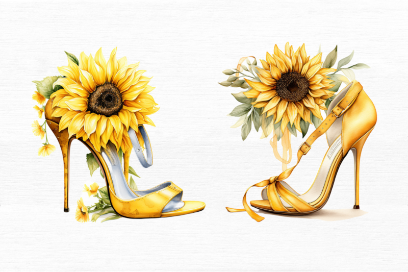 sunflower-high-heel-watercolor-clipart