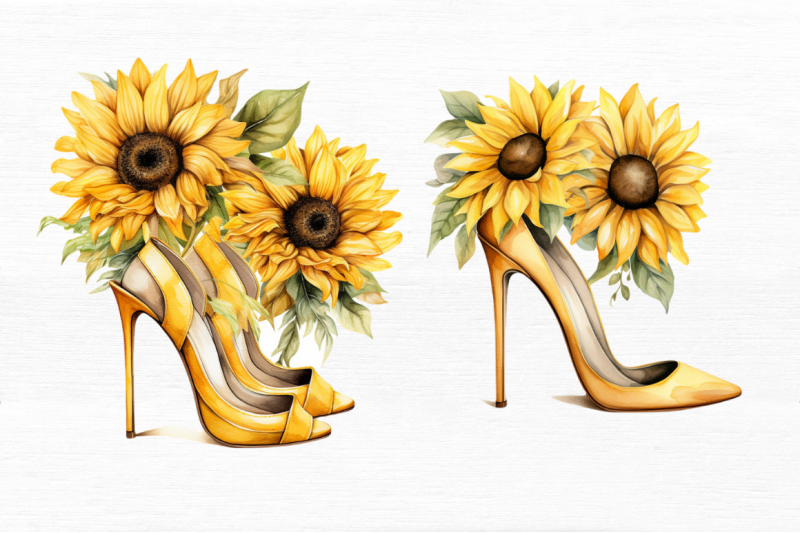 sunflower-high-heel-watercolor-clipart