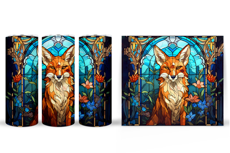 stained-glass-fox-tumbler-wrap-fox-tumbler-wrap-sublimation