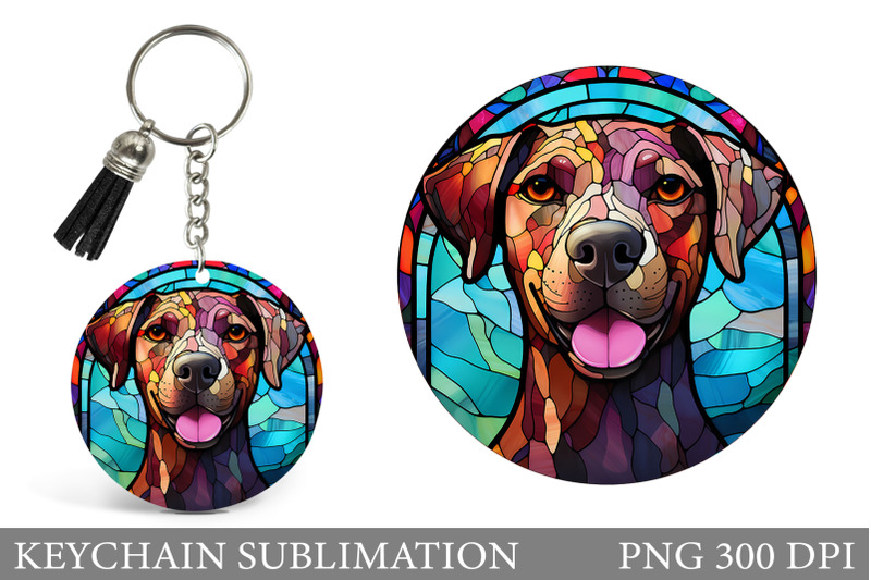 dog-keychain-design-stained-glass-dog-round-keychain